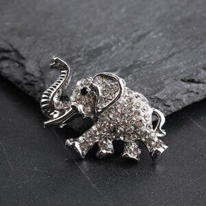 NWOT - Elephant Rhinestone-Studded Brooch  & 3D Floating Jewelry Display Case